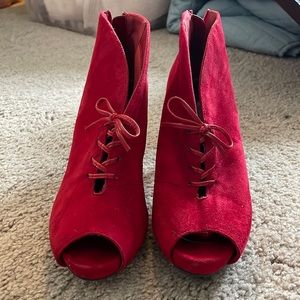 Impo Red High Heel Suede Booties